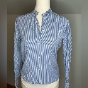 J Crew Tailored Perfect Striped Bodysuit Women’s Size 2 Blue White Stripes